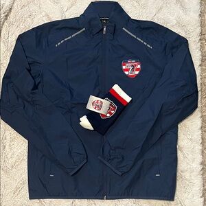Stylish Navy Windbreaker with Emblem